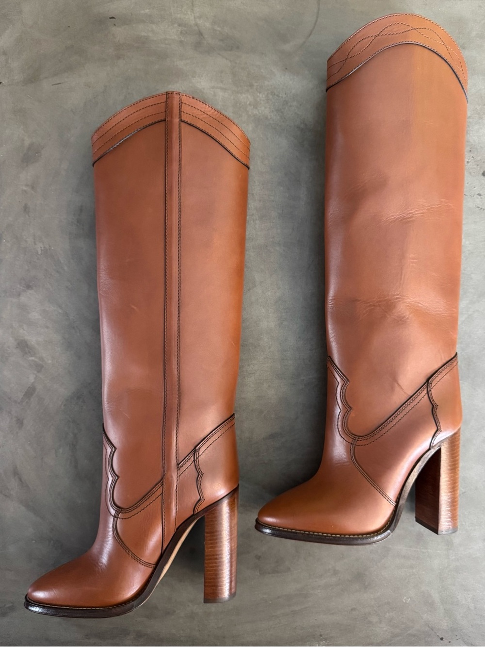 Saint Laurent Kate 105 Western Knee-High Boots | New Papaya | Size 38 | NIB - Picture 5 of 16